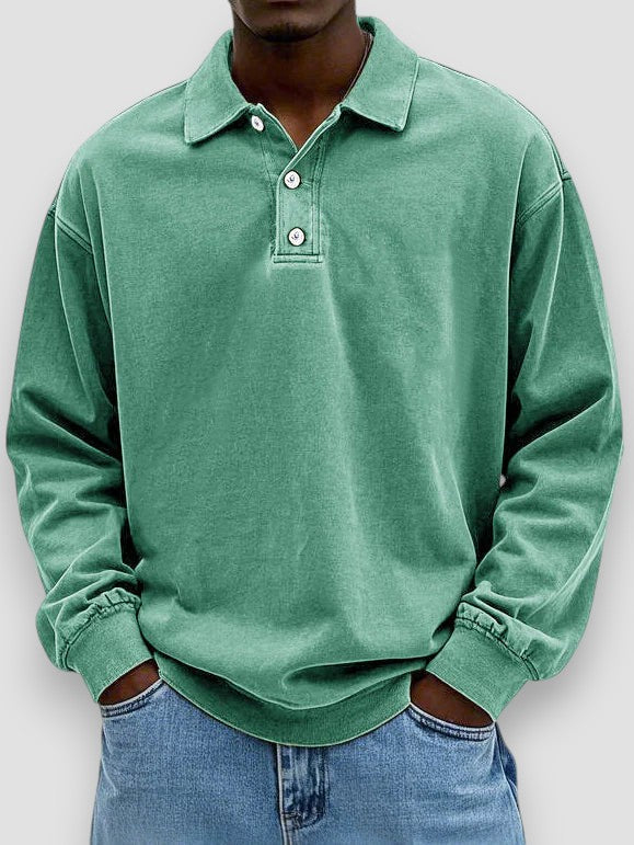 Ricardo™ Camisa polo de manga larga casual – Estilo sin esfuerzo y comodidad diaria