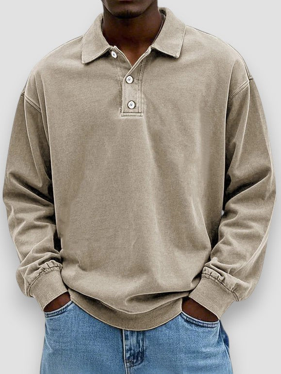 Ricardo™ Camisa polo de manga larga casual – Estilo sin esfuerzo y comodidad diaria