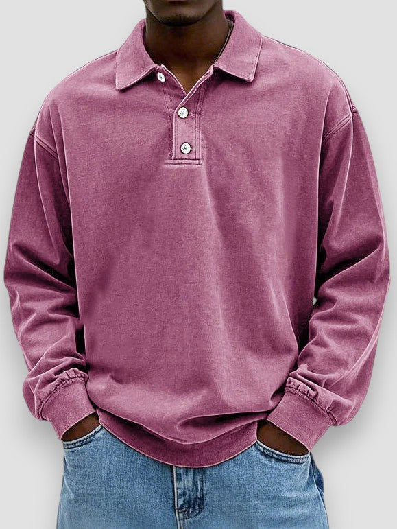 Ricardo™ Camisa polo de manga larga casual – Estilo sin esfuerzo y comodidad diaria