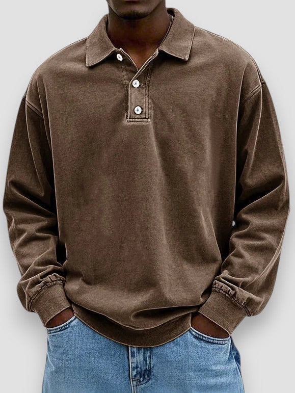 Ricardo™ Camisa polo de manga larga casual – Estilo sin esfuerzo y comodidad diaria