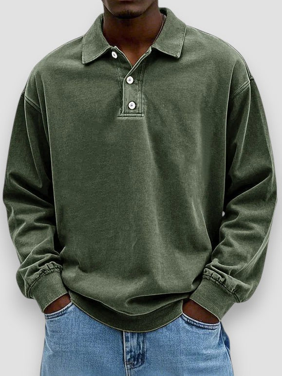 Ricardo™ Camisa polo de manga larga casual – Estilo sin esfuerzo y comodidad diaria