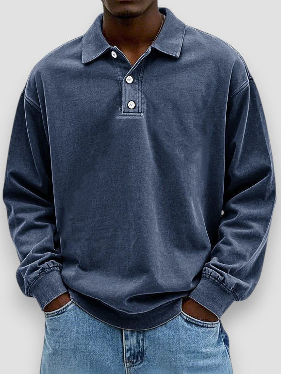 Ricardo™ Camisa polo de manga larga casual – Estilo sin esfuerzo y comodidad diaria