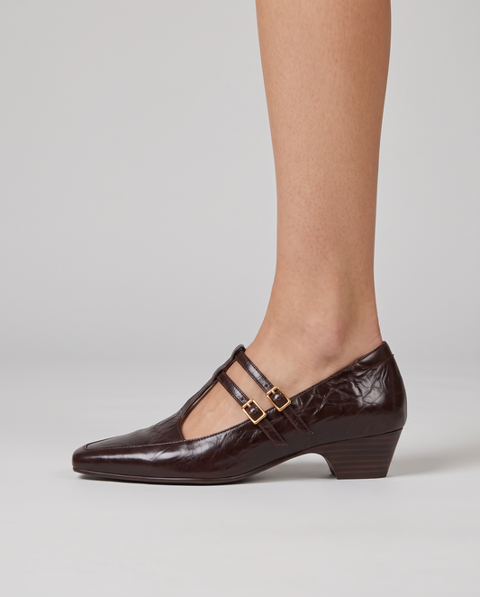 Zapato Ravenna — Pulsera en T con Hebillas y Tacón Bajo