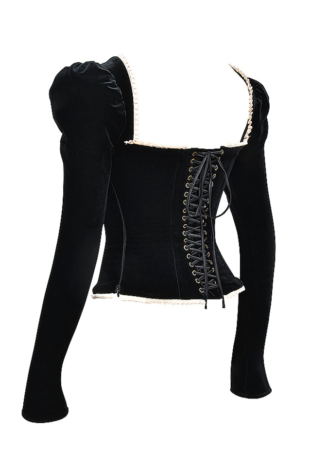 Corsé de terciopelo negro