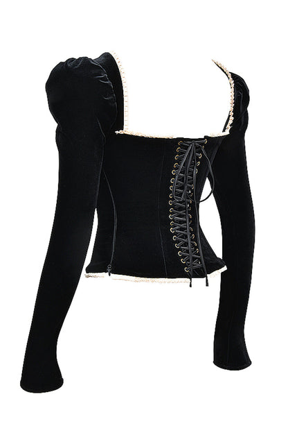 Corsé de terciopelo negro