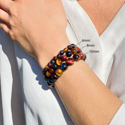 Triple Protección™ | Pulsera de Ojo de Tigre, Ojo de Toro y Ojo de Halcón