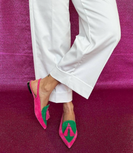 Slingback Elena — Fucsia y Verde
