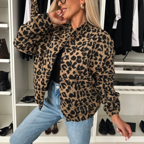 Chaqueta Camisa con Estampado Animal