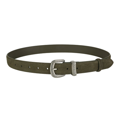 🎁 Cinturón con hebilla plateada de piel auténtica (100% off)